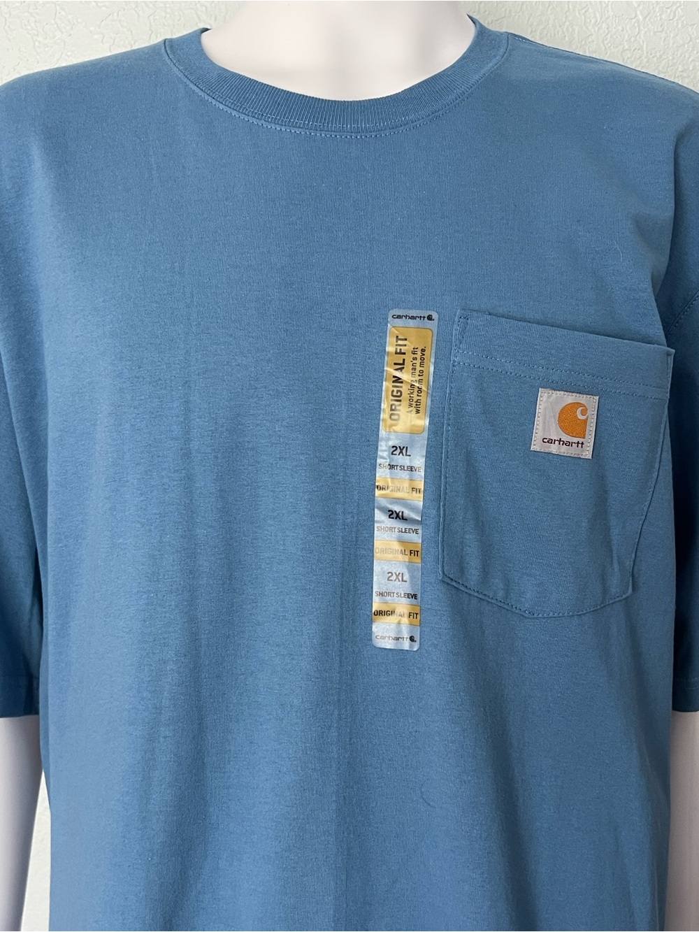 Carhartt Men’s 2XL Original Fit Pocket T-Shirt Light Blue Short Sleeve NWT